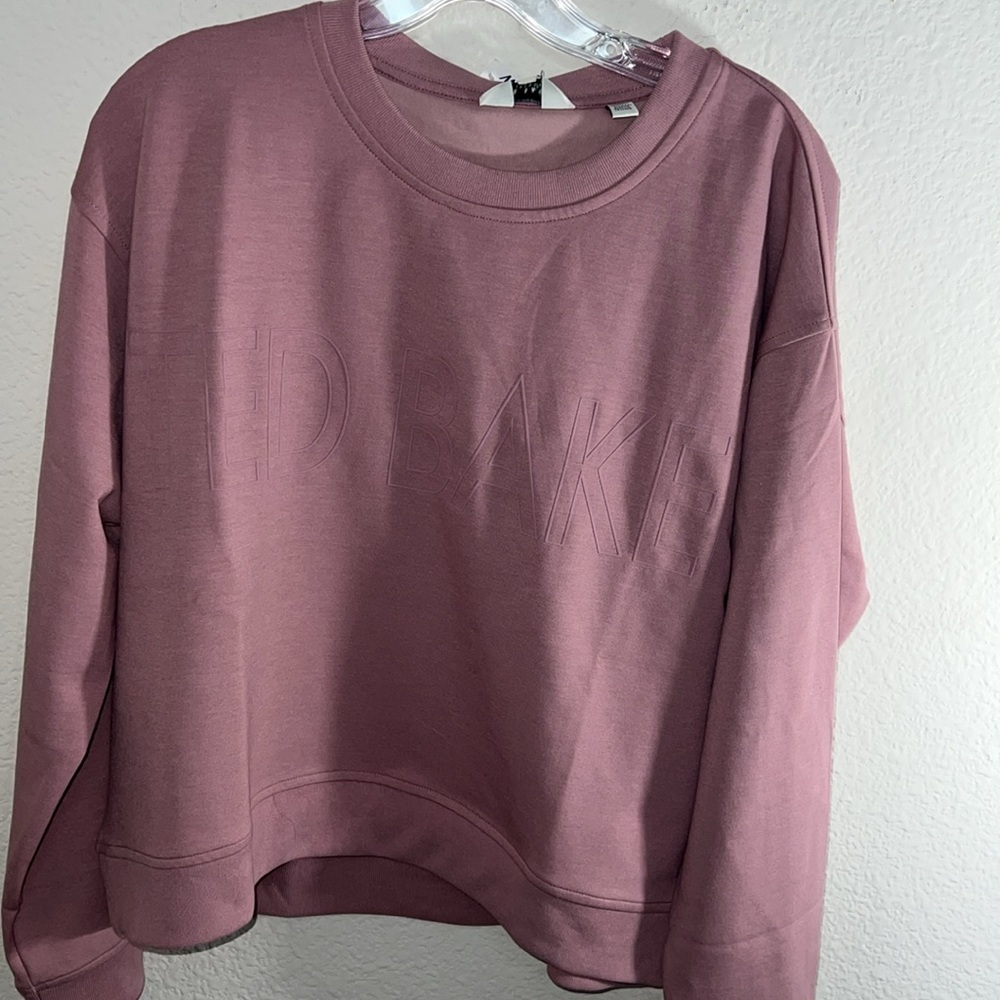 Ted Baker NEW Logo Sweater Crew Neck Pink soft sweatshirt L preppy fall luxury - Picture 8 of 9